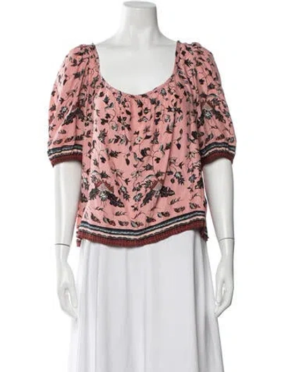 Pre-owned Natalie Martin Silk Floral Print Blouse In Pink