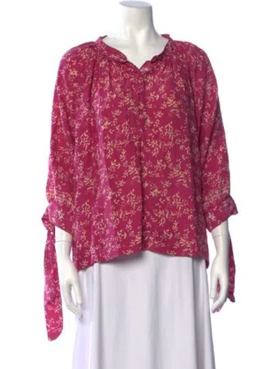 Pre-owned Natalie Martin Silk Floral Print Blouse In Pink