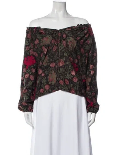 Pre-owned Natalie Martin Silk Floral Print Blouse W/ Tags In Multi