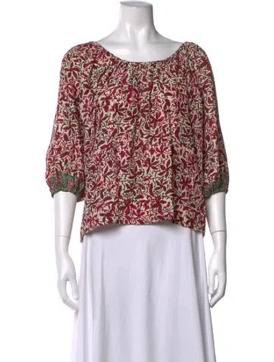 Pre-owned Natalie Martin Silk Floral Print Blouse In White