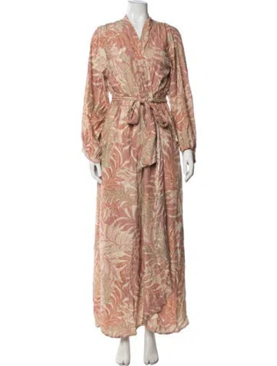 Pre-owned Natalie Martin Silk Floral Print Coat W/ Tags In Neutrals