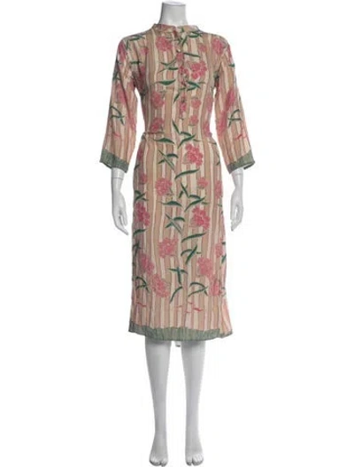 Pre-owned Natalie Martin Silk Floral Print Nightgown In Neutral