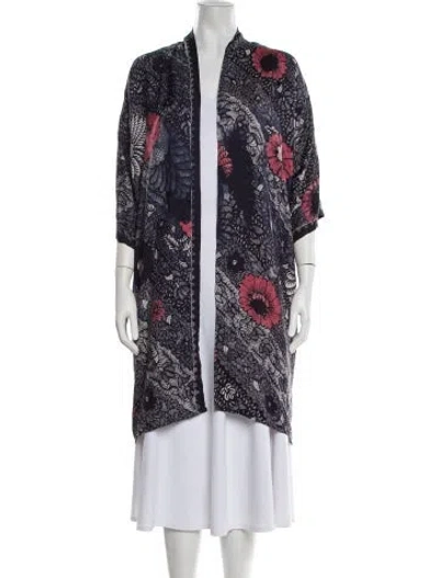 Pre-owned Natalie Martin Silk Floral Print Nightgown W/ Tags In Black