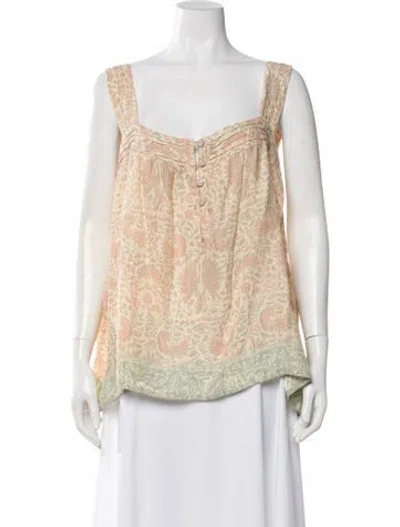 Pre-owned Natalie Martin Silk Floral Print Top W/ Tags In Neutral