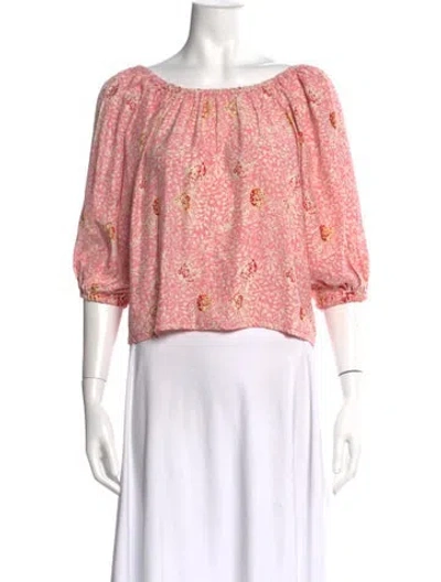Pre-owned Natalie Martin Silk Floral Print Top W/ Tags In Pink