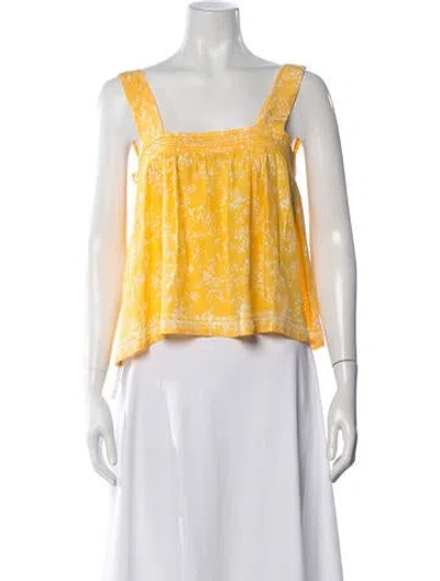 Pre-owned Natalie Martin Silk Floral Print Top In Yellow