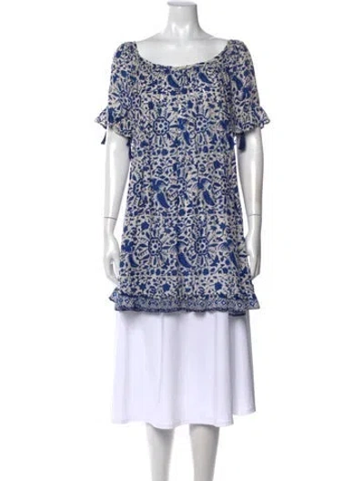 Pre-owned Natalie Martin Silk Floral Print Tunic In Blue