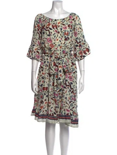 Pre-owned Natalie Martin Silk Knee-length Dress In Neutral