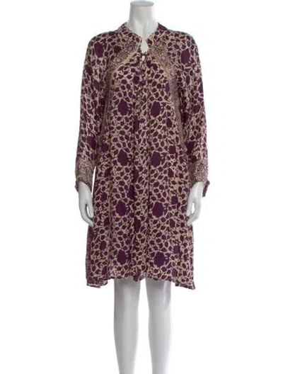 Pre-owned Natalie Martin Silk Knee-length Dress In Purple