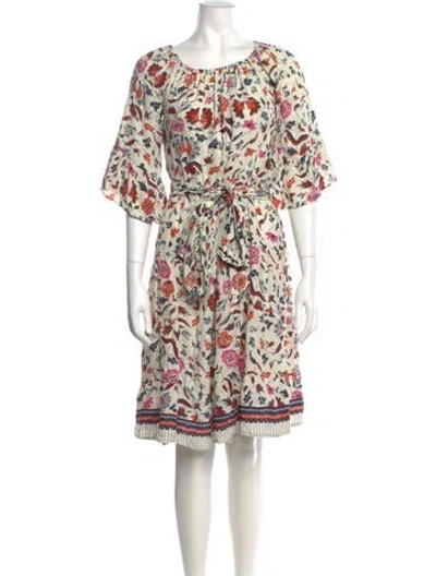 Pre-owned Natalie Martin Silk Knee-length Dress In White