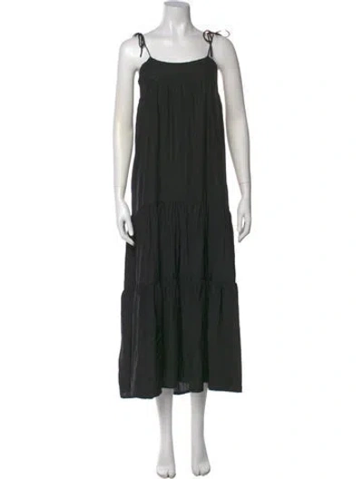 Pre-owned Natalie Martin Silk Long Dress In Black
