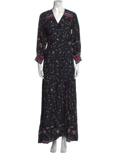 Pre-owned Natalie Martin Silk Long Dress In Black