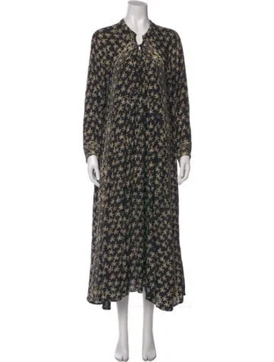 Pre-owned Natalie Martin Silk Long Dress In Black