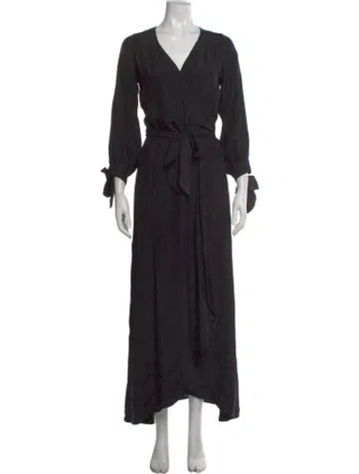 Pre-owned Natalie Martin Silk Long Dress In Black