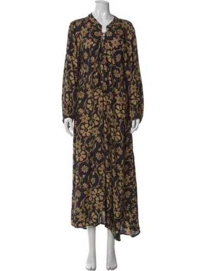 Pre-owned Natalie Martin Silk Long Dress In Black