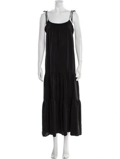 Pre-owned Natalie Martin Silk Long Dress In Black