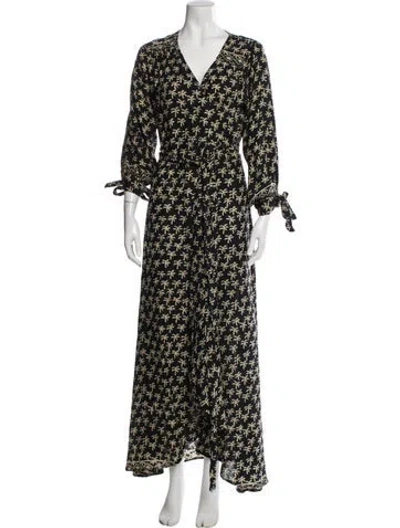 Pre-owned Natalie Martin Silk Long Dress In Black
