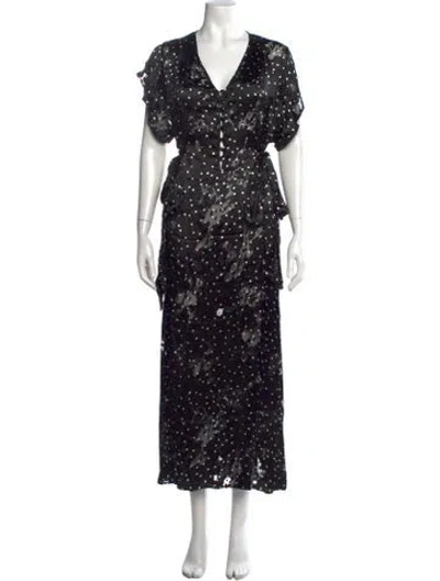 Pre-owned Natalie Martin Silk Long Dress In Black