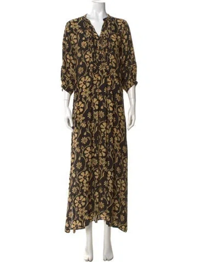 Pre-owned Natalie Martin Silk Long Dress In Black