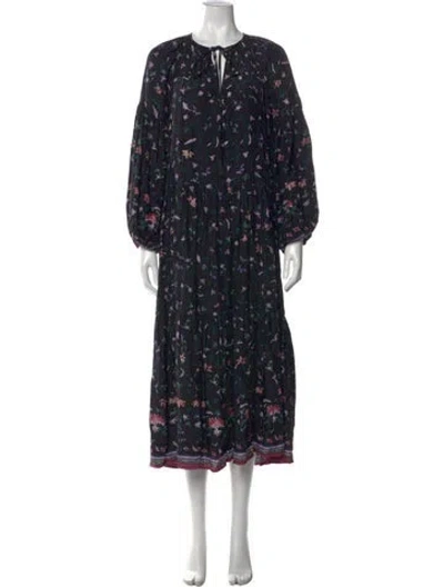 Pre-owned Natalie Martin Silk Long Dress In Black