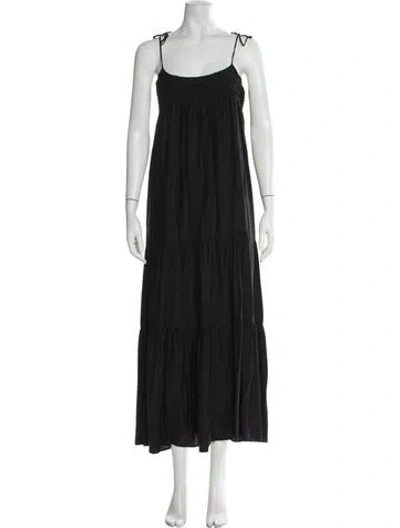Pre-owned Natalie Martin Silk Long Dress In Black