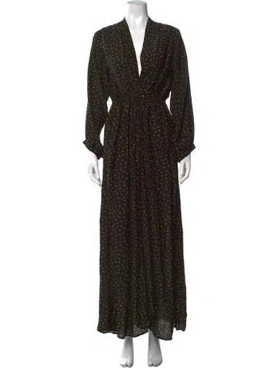 Pre-owned Natalie Martin Silk Long Dress In Black