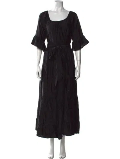 Pre-owned Natalie Martin Silk Long Dress In Black