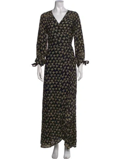 Pre-owned Natalie Martin Silk Long Dress In Black/white