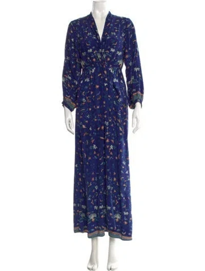 Pre-owned Natalie Martin Silk Long Dress In Blue