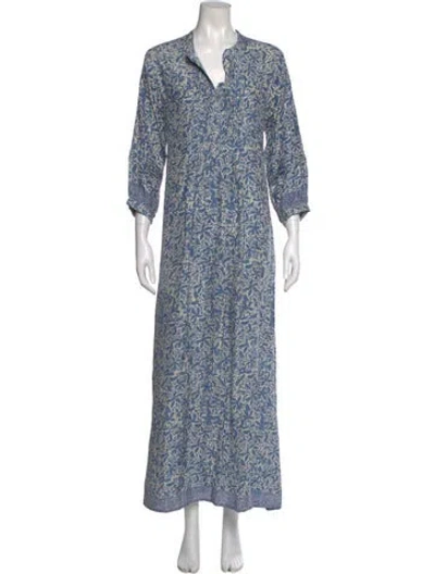 Pre-owned Natalie Martin Silk Long Dress In Blue