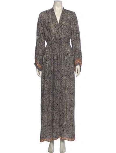 Pre-owned Natalie Martin Silk Long Dress In Blue