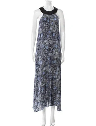 Pre-owned Natalie Martin Silk Long Dress In Blue