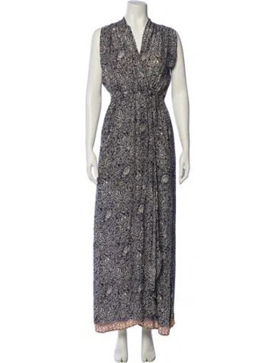 Pre-owned Natalie Martin Silk Long Dress In Blue