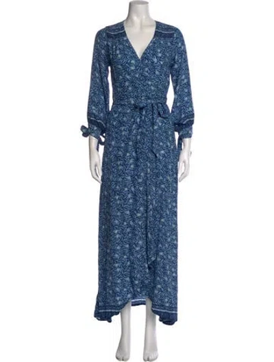 Pre-owned Natalie Martin Silk Long Dress In Blue