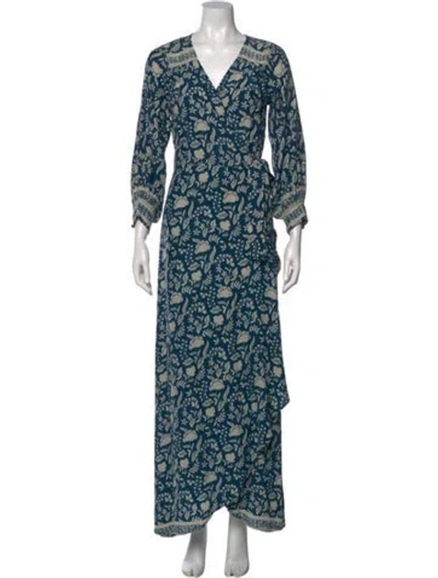 Pre-owned Natalie Martin Silk Long Dress In Blue