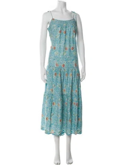 Pre-owned Natalie Martin Silk Long Dress In Blue