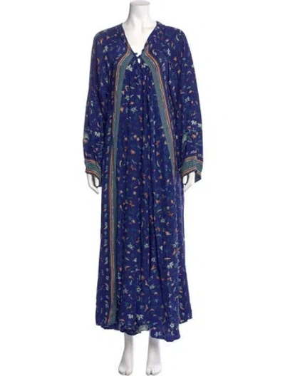 Pre-owned Natalie Martin Silk Long Dress In Blue