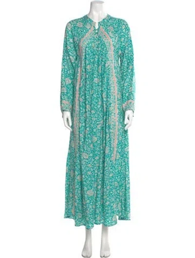 Pre-owned Natalie Martin Silk Long Dress In Blue