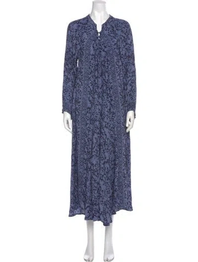 Pre-owned Natalie Martin Silk Long Dress In Blue
