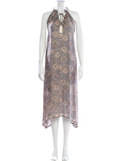 Pre-owned Natalie Martin Silk Long Dress In Blue