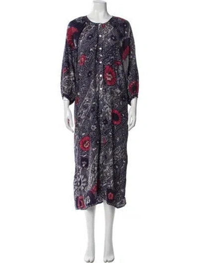 Pre-owned Natalie Martin Silk Long Dress In Blue