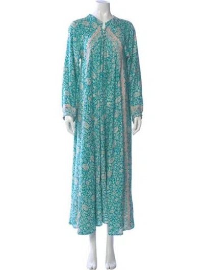 Pre-owned Natalie Martin Silk Long Dress In Blue