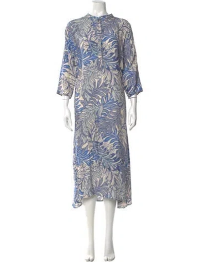 Pre-owned Natalie Martin Silk Long Dress In Blue