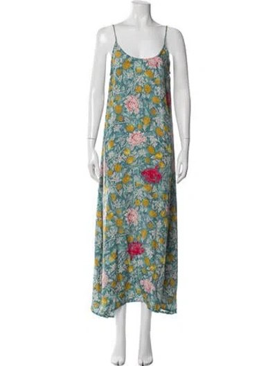 Pre-owned Natalie Martin Silk Long Dress In Blue