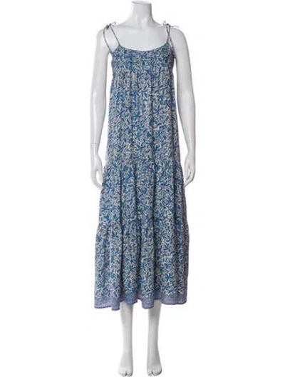Pre-owned Natalie Martin Silk Long Dress In Blue