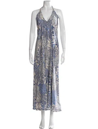 Pre-owned Natalie Martin Silk Long Dress In Blue