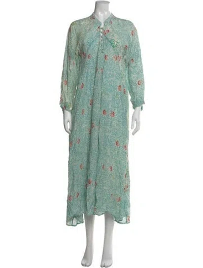 Pre-owned Natalie Martin Silk Long Dress In Blue