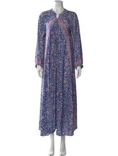 Pre-owned Natalie Martin Silk Long Dress In Blue