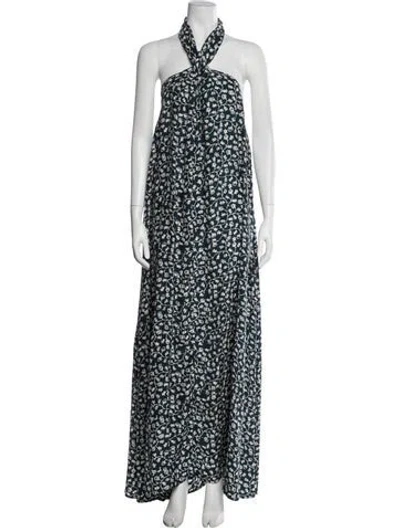 Pre-owned Natalie Martin Silk Long Dress In Blue
