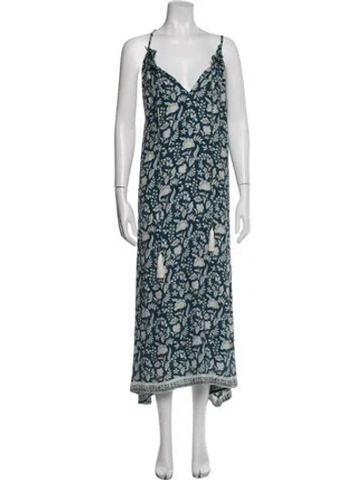 Pre-owned Natalie Martin Silk Long Dress In Blue
